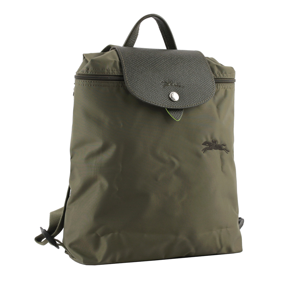 【LONGCHAMP】LE PLIAGE GREEN再生帆布折疊後背包(森林綠) L1699 919 479