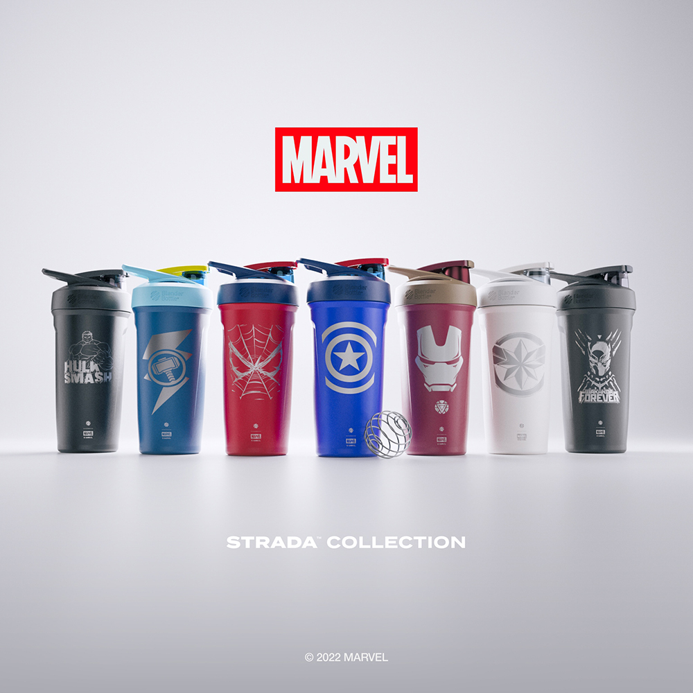 【Marvel】BlenderBottle® Strada不鏽鋼｜24oz 搖搖杯｜驚奇隊長