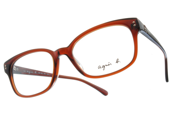 【agnes b.】ABP225 Y03 愛戀小紅心LOGO款 方框光學眼鏡