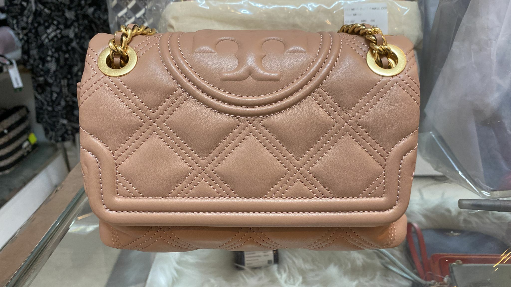 [S] TORY BURCH FLEMING SOFT SMALL CONVERTIBLE SHOULDER BAG, PINK MOON , 58102-689 (STB124)