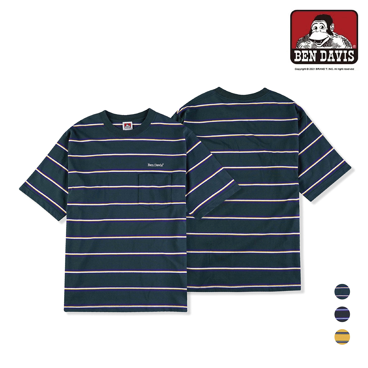 【 BEN DAVIS | 口袋條紋寬鬆短TEE - 3色 】