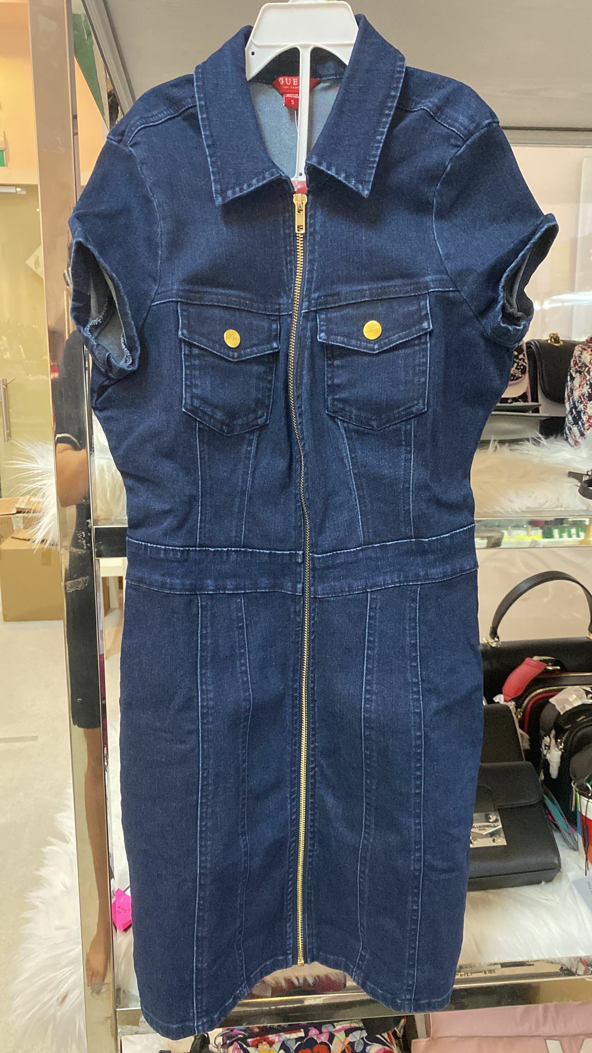 [S] GUESS NALANI SS DRESS, DENIM BLUE, Q1VK11D4GW0-DENIM BLUE (SGU35)
