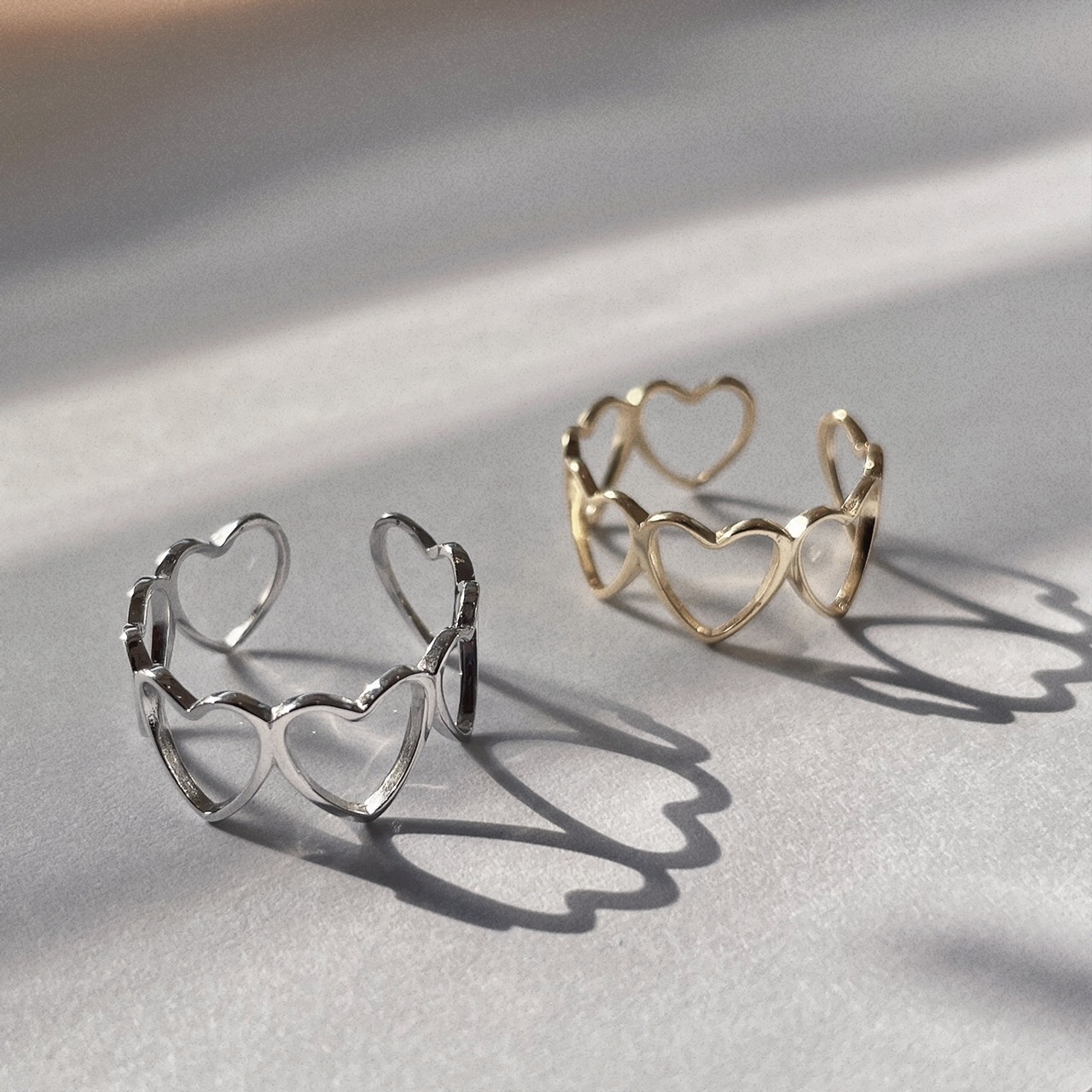 │套組│簍空愛心 • 心串串 • 開口戒 • 純銀戒指 • S925