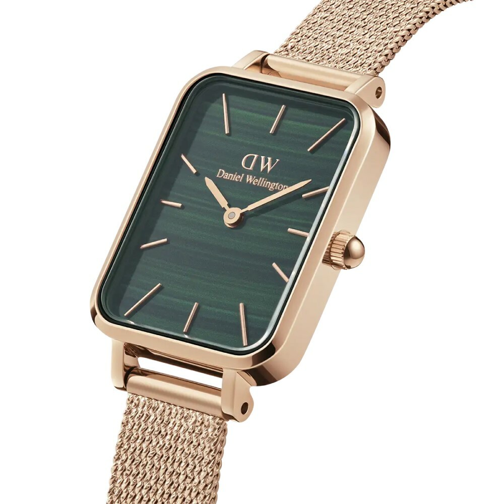 萬年鐘錶 - DW - Daniel Wellington   QUADRO PRESSED MELROSE系列 錶徑 : 20x26mm 方形綠面米蘭錶帶女錶  DW00100437