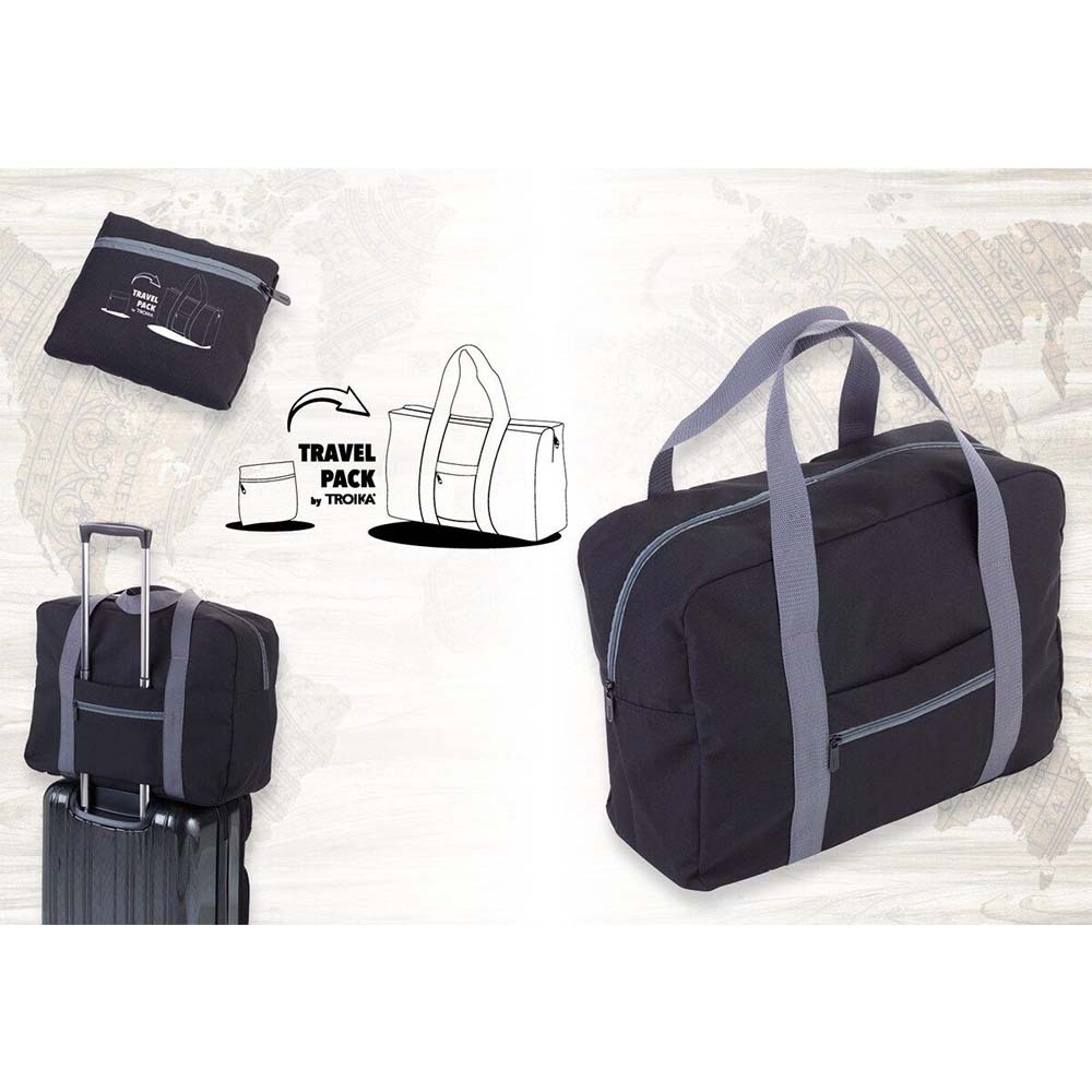 德國 TROIKA｜快速摺疊收納旅行袋-黑