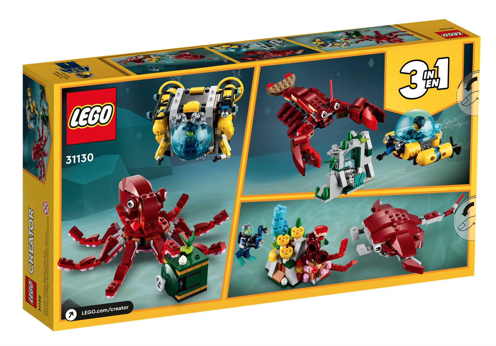 [飛米樂高積木磚賣店] LEGO 31130Creator-三合一創意 海底尋寶任務（6/1開賣）