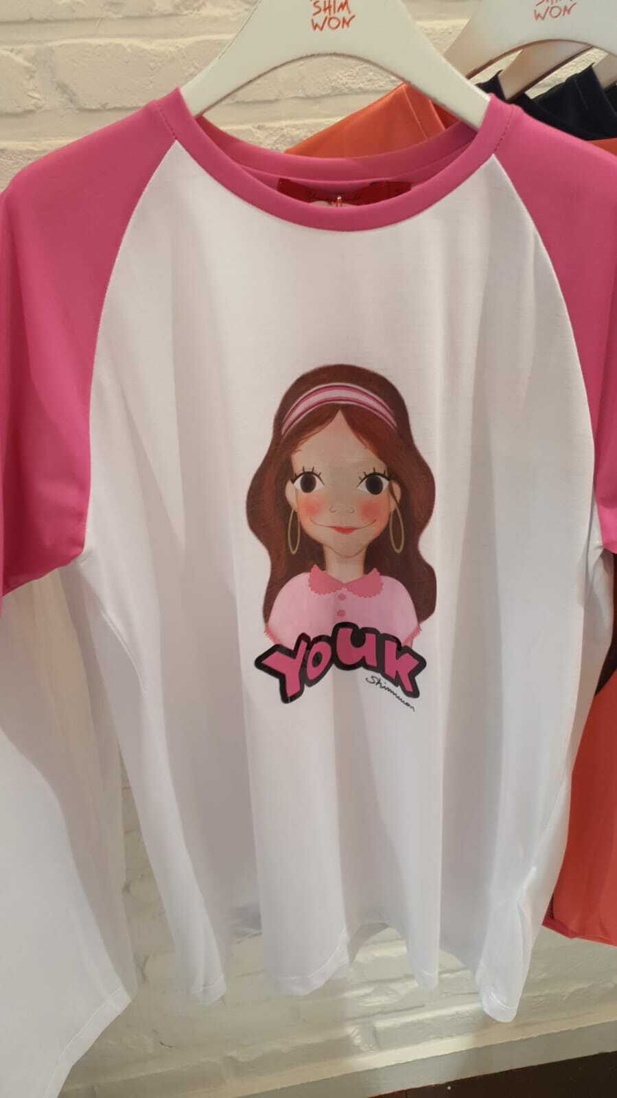 [S] YSW RAGLAN T-SHIRT,WHITE/PINK, E2550PLTS06 (FINAL SALES) (SYW11)