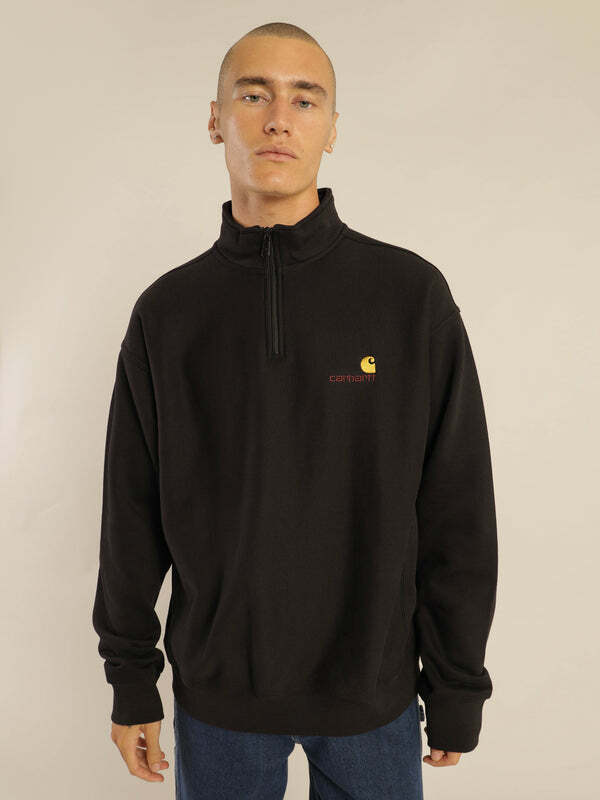 Carhartt 小金LOGO 半拉鍊 長袖 黑色