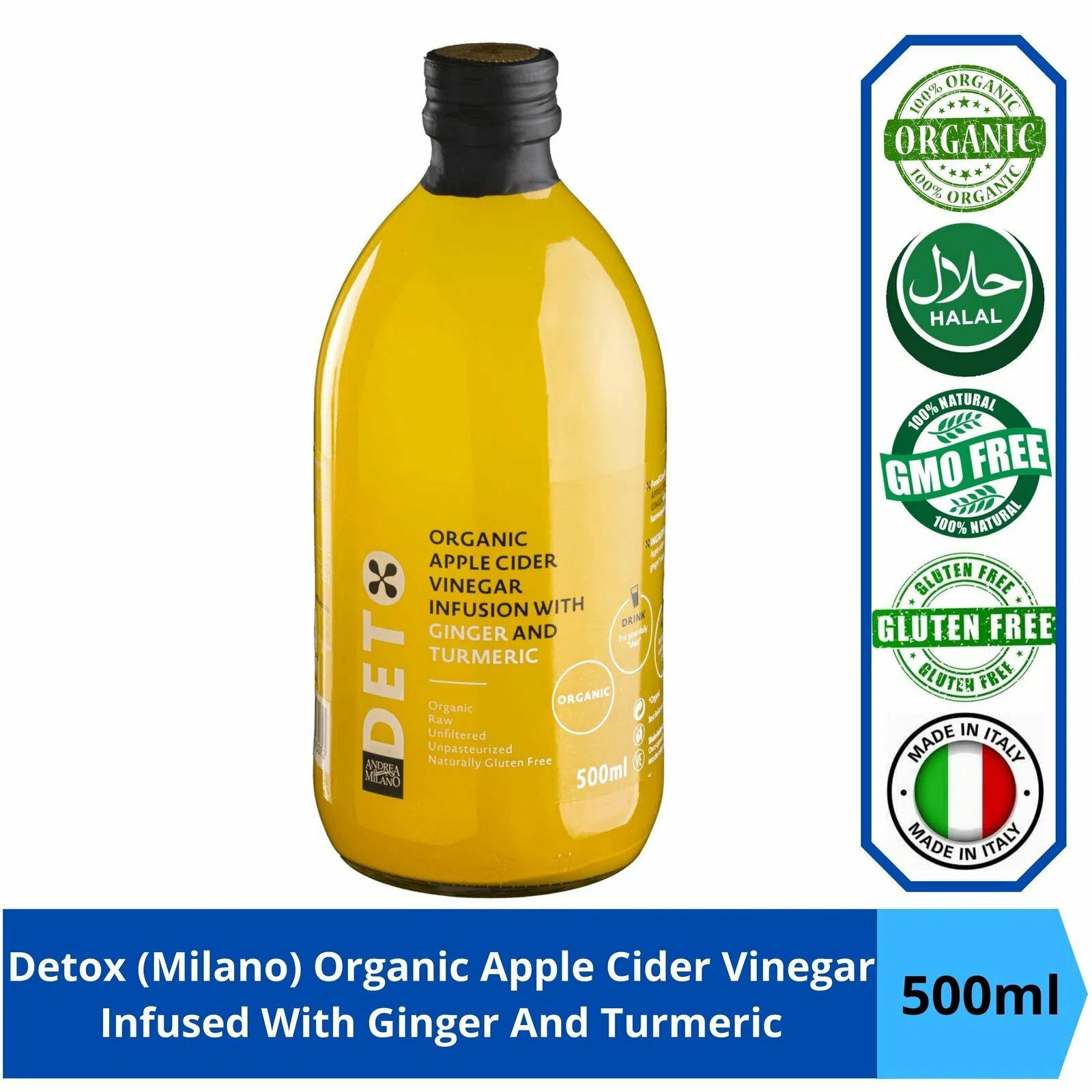 Andrea Milano - 意大利有機無過濾 雙薑蘋果醋, 500毫升