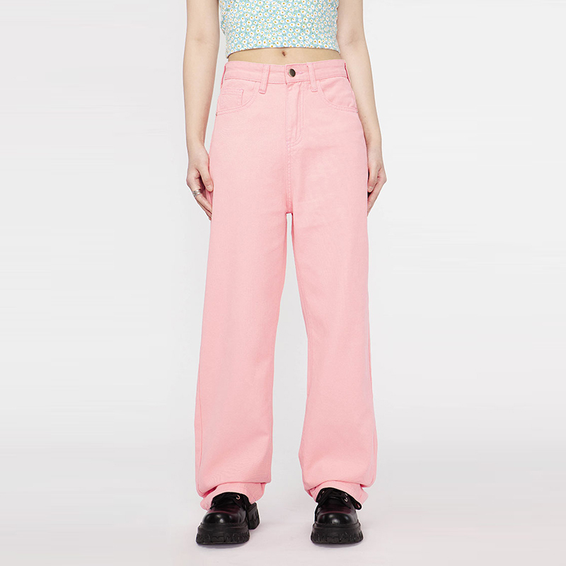 粉色低腰牛仔褲