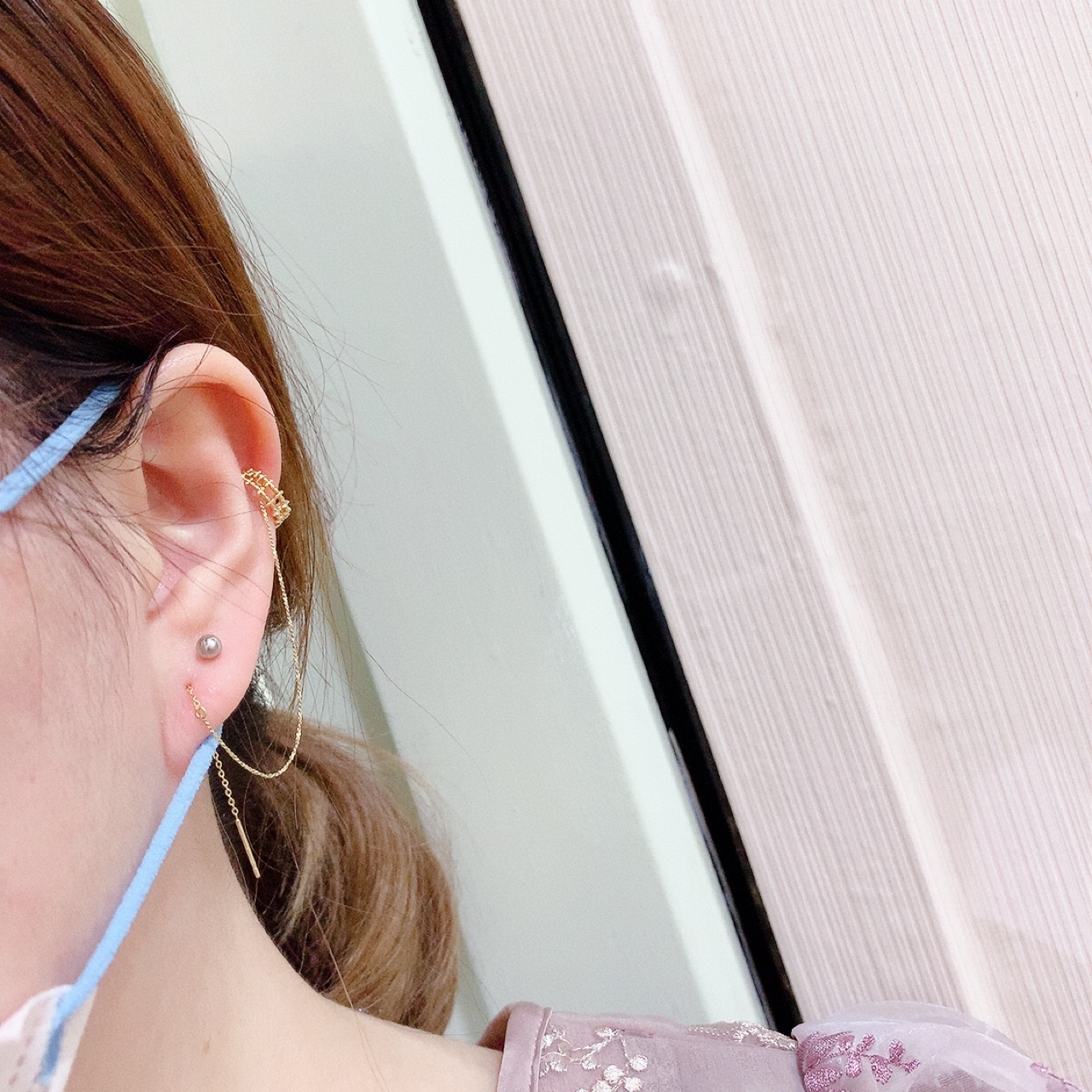 [日本制] 閃石通花耳線連耳骨夾