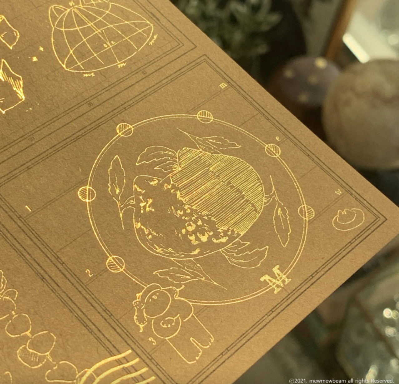 Mewmewbeam | 熱氣球旅行 燙金小卡（map008）