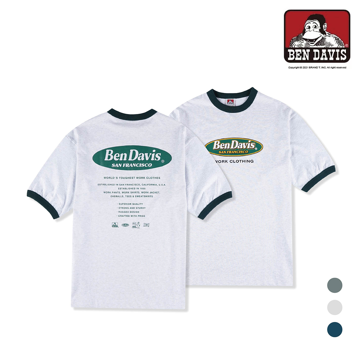 【 BEN DAVIS | 滾邊寬鬆短TEE - 3色 】