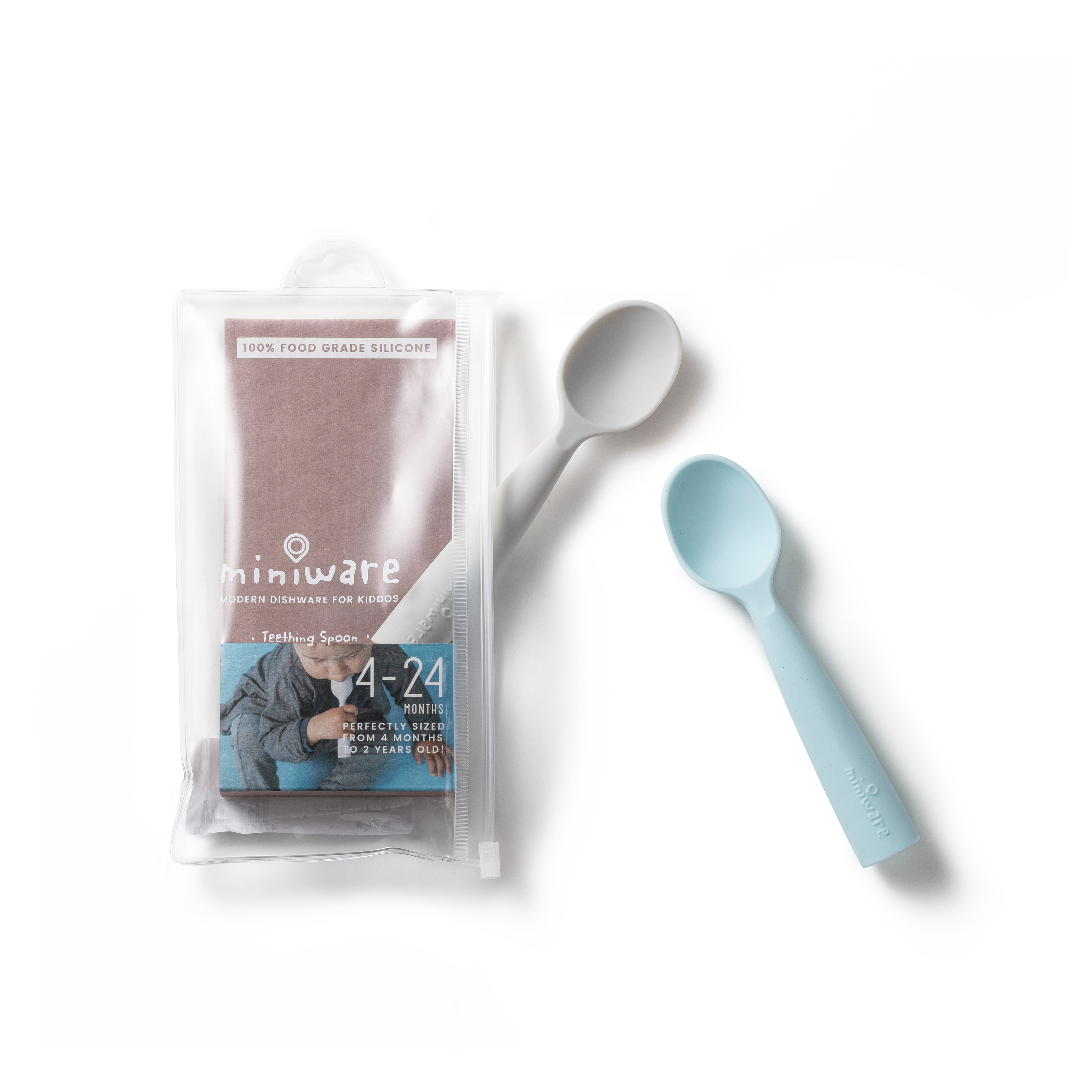 Silicone Training Spoon Set - Grey & Aqua