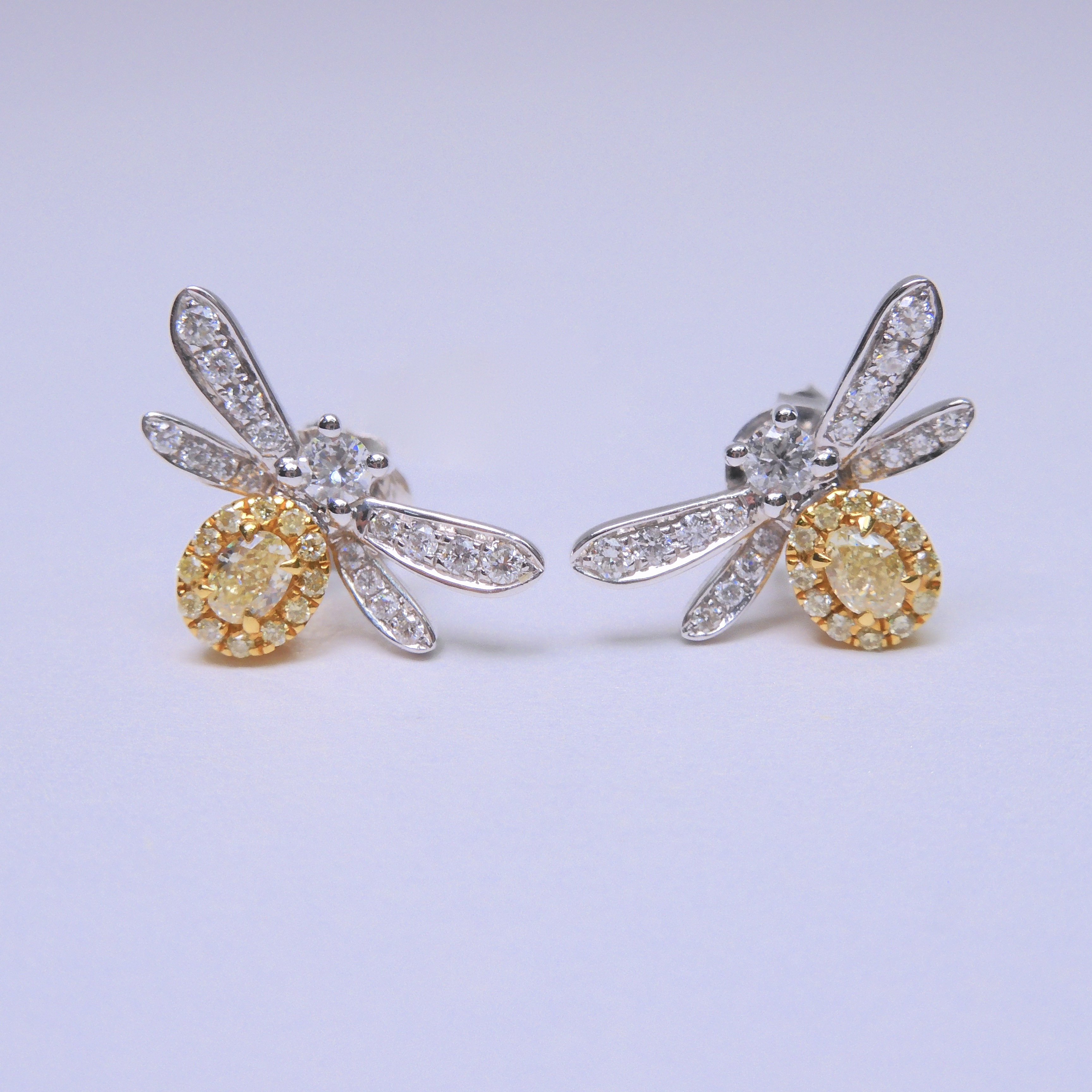 18K金 0.2ct 黃鑽耳釘