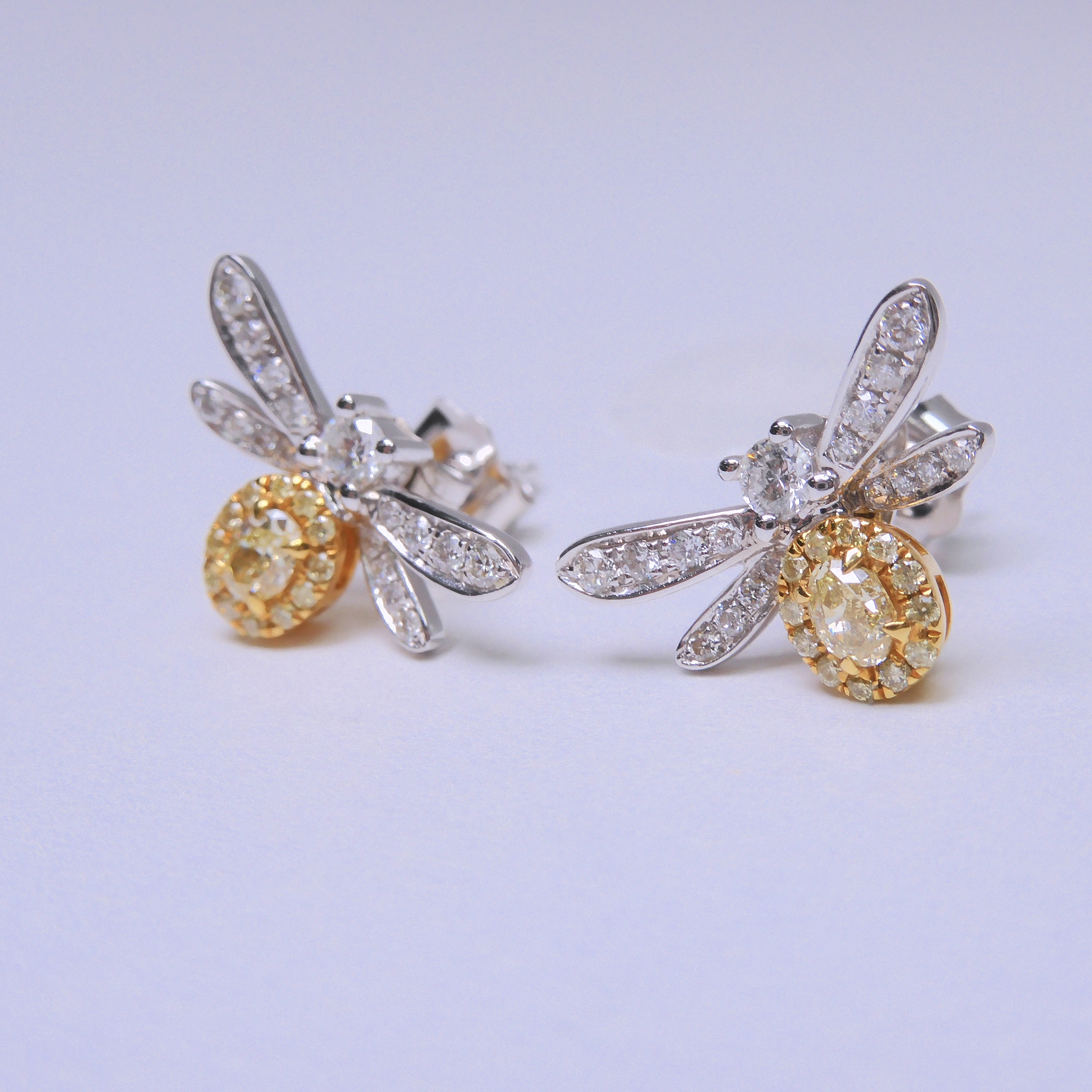 18K金 0.2ct 黃鑽耳釘