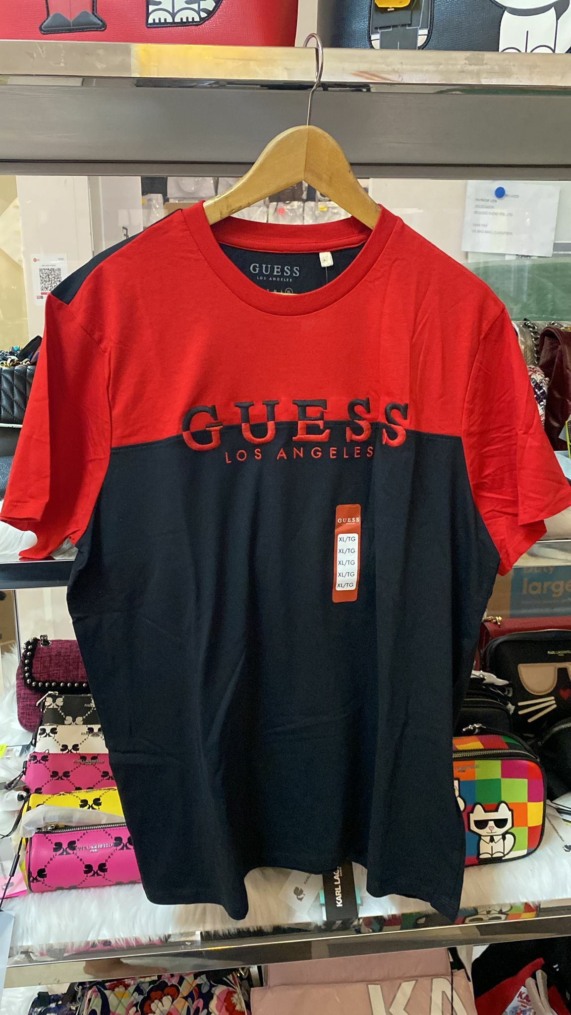 [S] GUESS DAVION LOGO CREW TEE SHIRT,VRR, X1O108RAK90-VRR (SGU45)