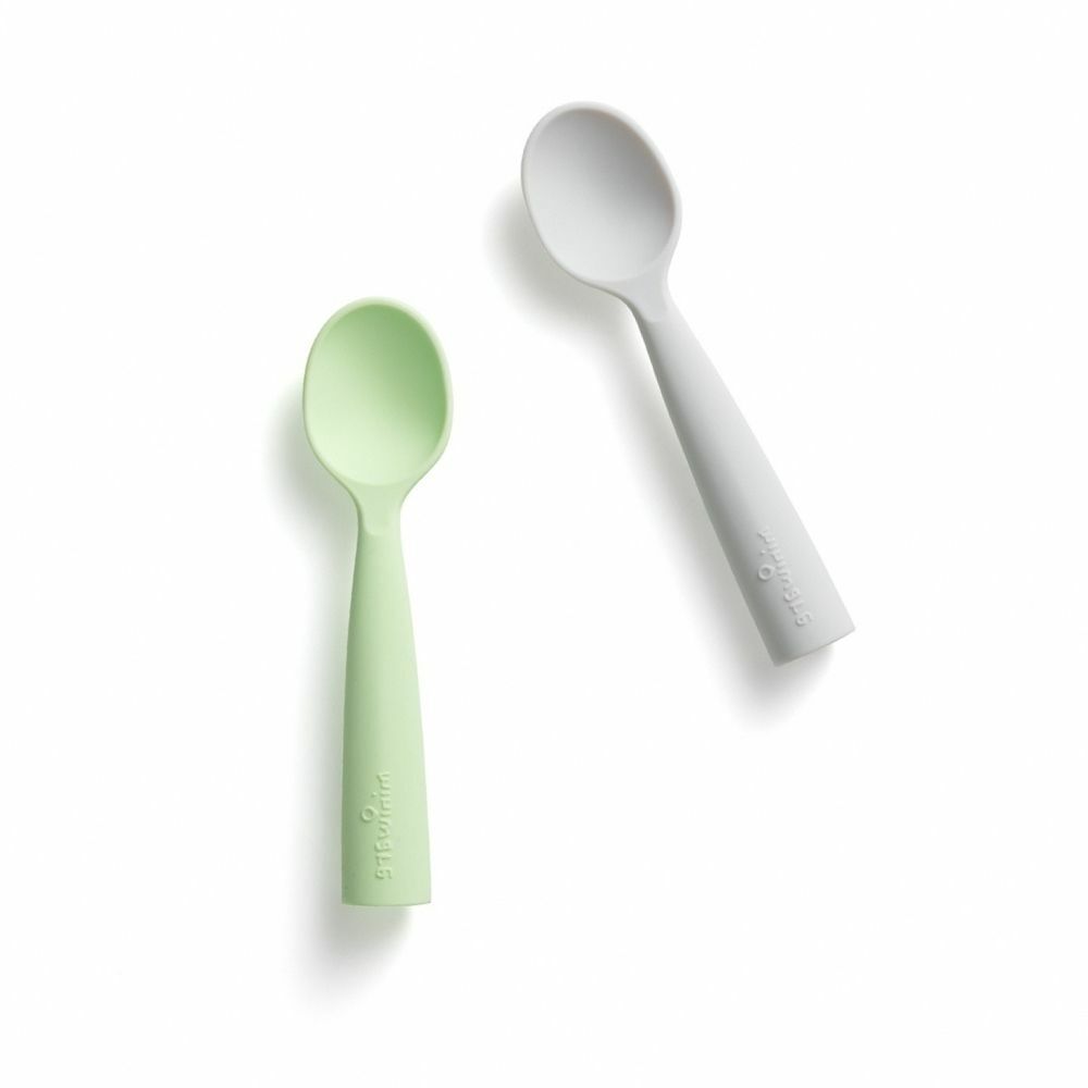 Silicone Training Spoon Set - Grey & Keylime