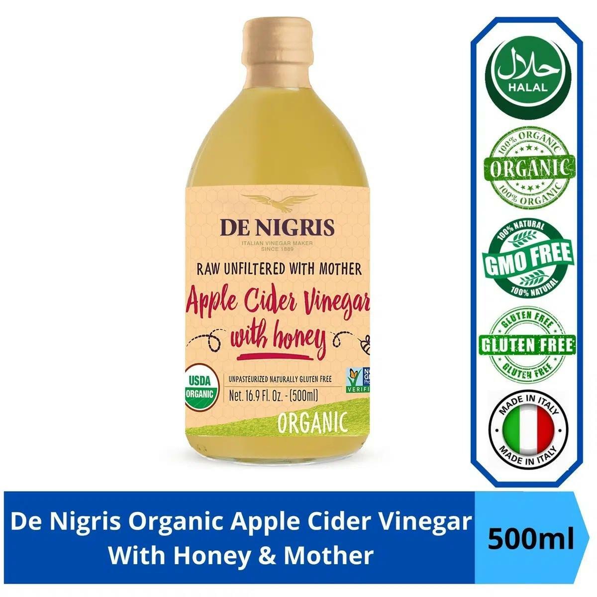 DE NIGRIS - 有機無過瀘蜂蜜蘋果醋(帶醋母), 500毫升