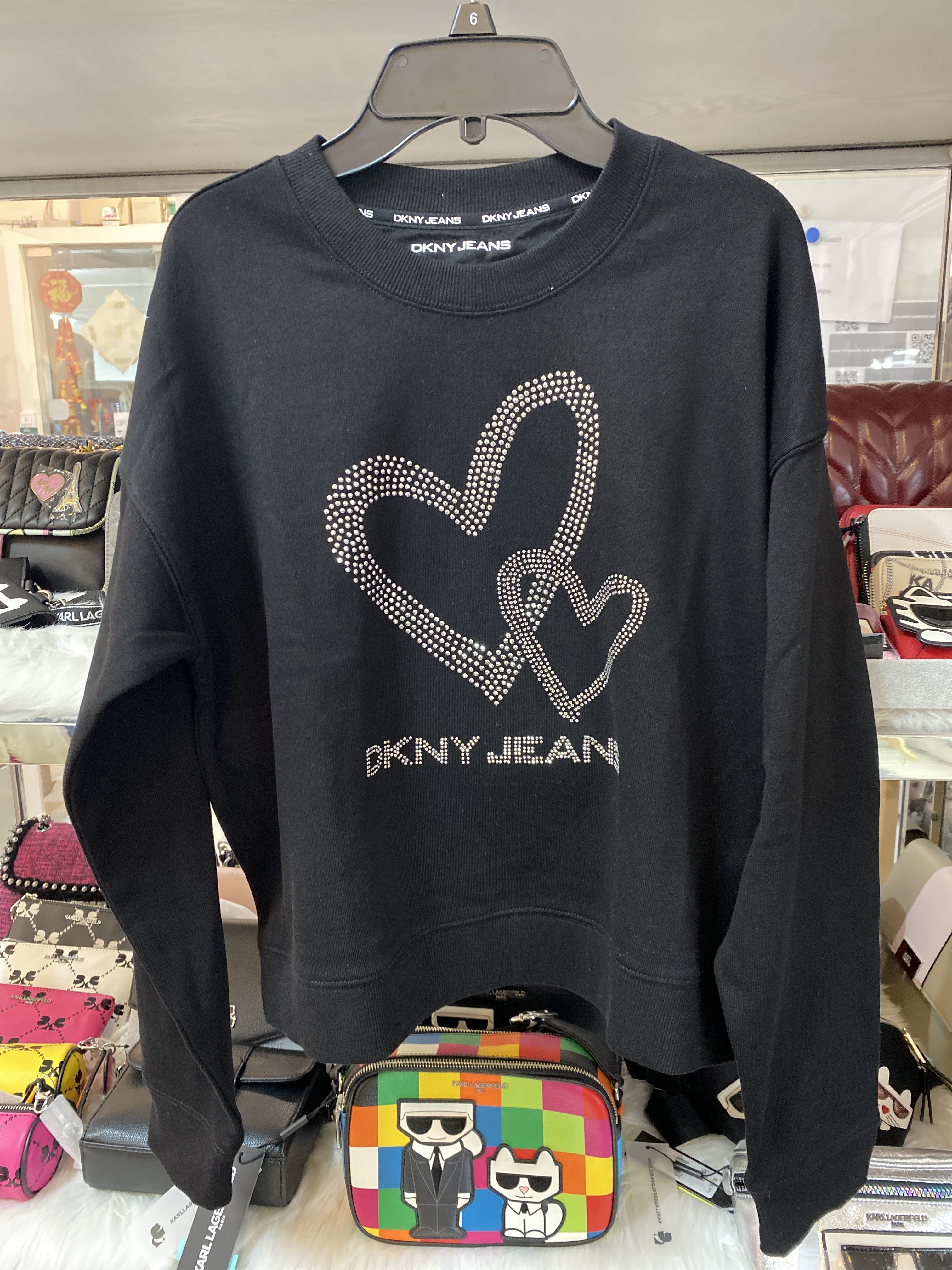 [S] DKNY JEANS HEART PULLOVER,BLACK, E14HJHKR-BLACK (FINAL SALE) (SD2)
