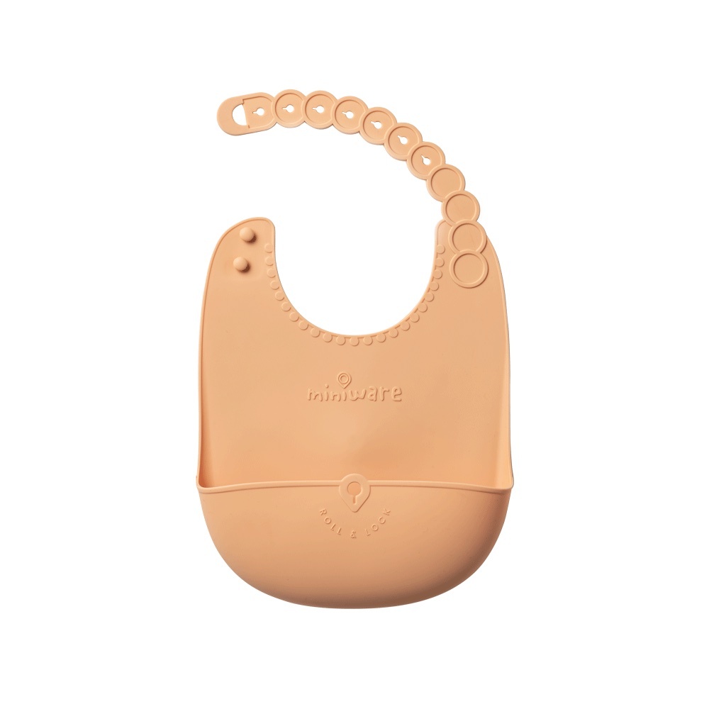 Roll & Lock Silicone Bib - Toffee