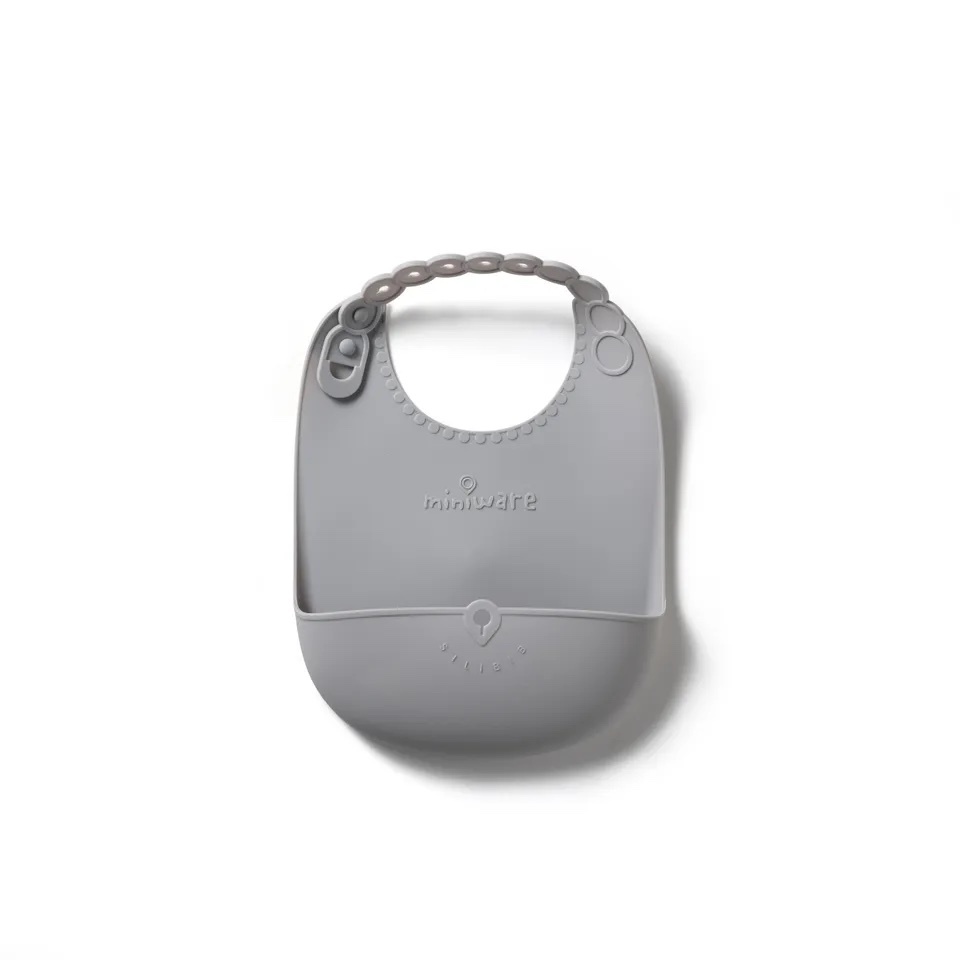 Roll & Lock Silicone Bib - Grey