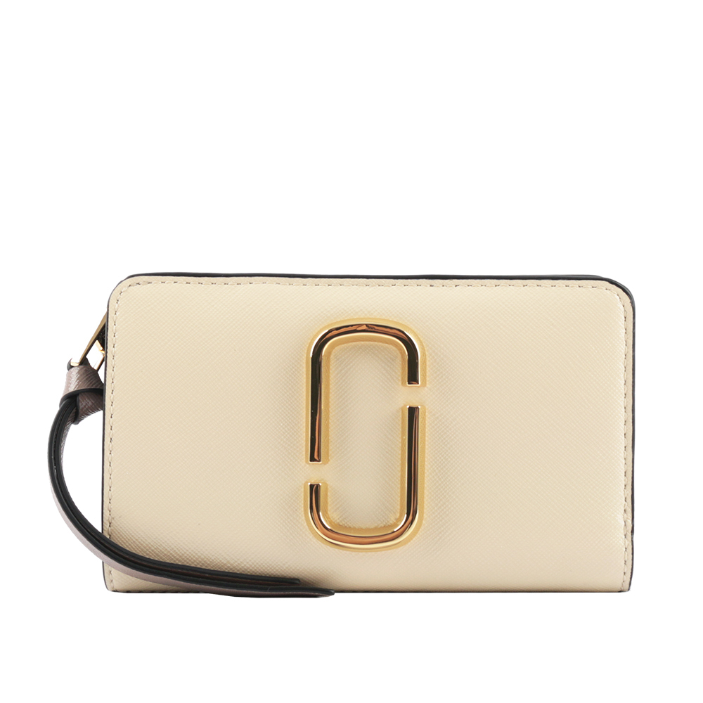 【MARC  JACOBS】THE SNAPSHOT防刮牛皮撞色中夾(天空白)