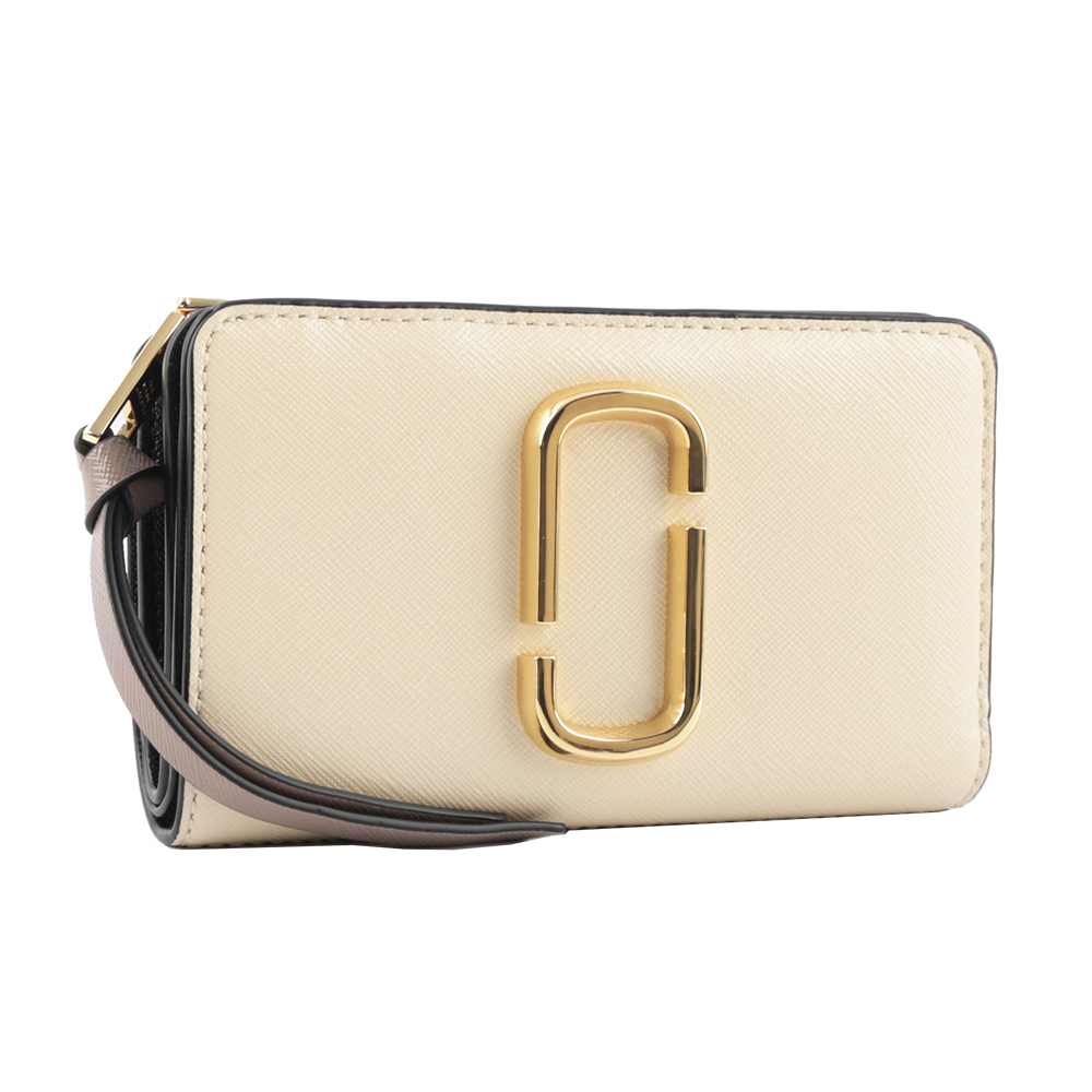 【MARC  JACOBS】THE SNAPSHOT防刮牛皮撞色中夾(天空白)