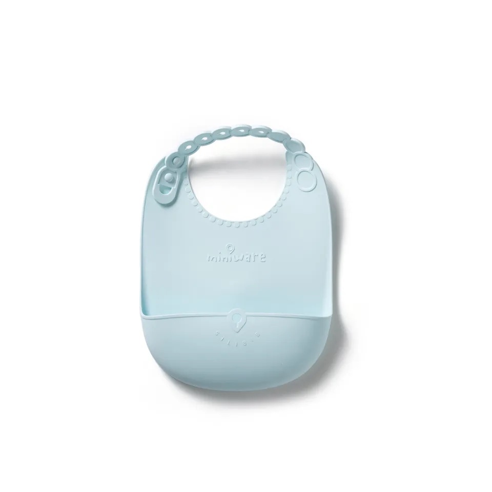 Roll & Lock Silicone Bib - Aqua