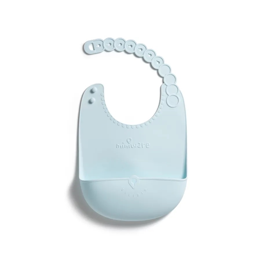 Roll & Lock Silicone Bib - Aqua