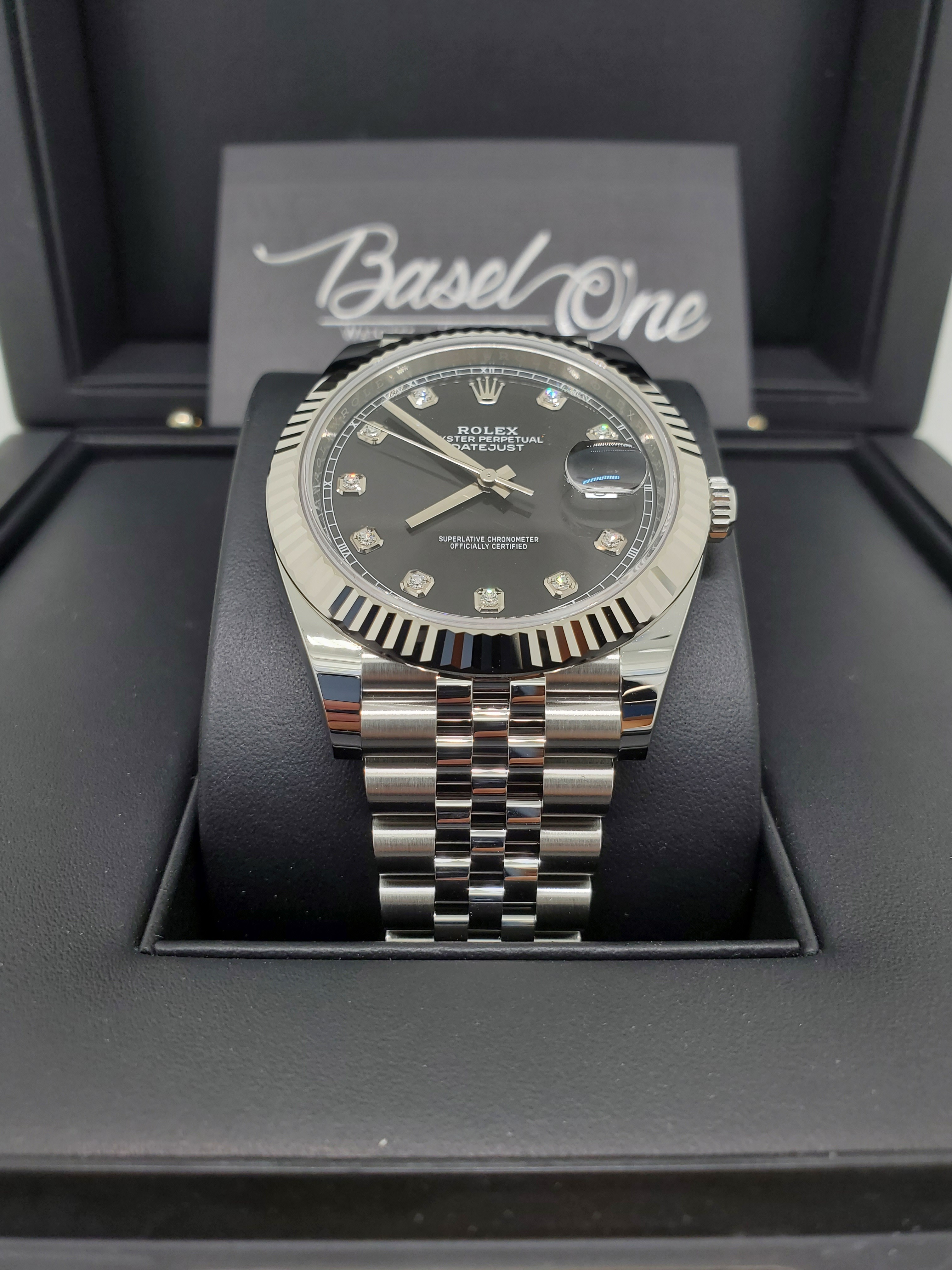BRAND NEW ROLEX 126334G BLACK DIAL WITH DIAMOND DATEJUST JUBILEE WITHE GOLD AND OYSTERSTEEL 41MM