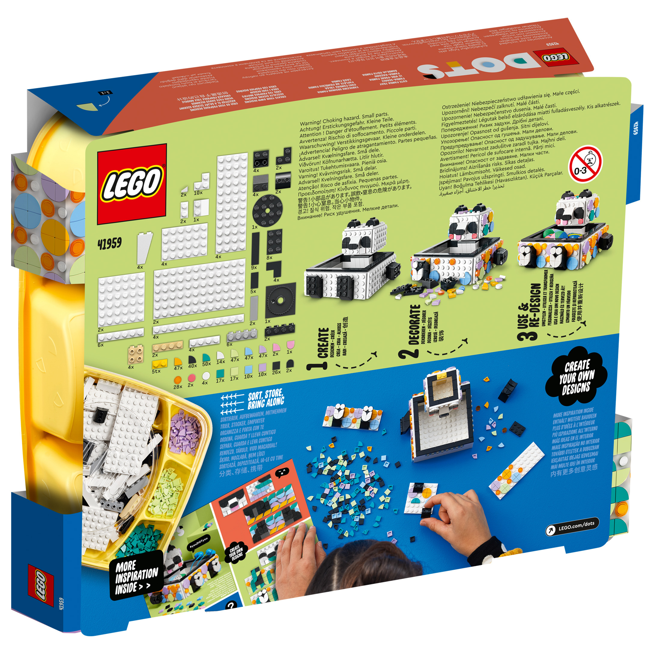 [飛米樂高積木磚賣店] LEGO 41959 DOTS-豆豆收納盒-可愛熊貓(6/1開賣)