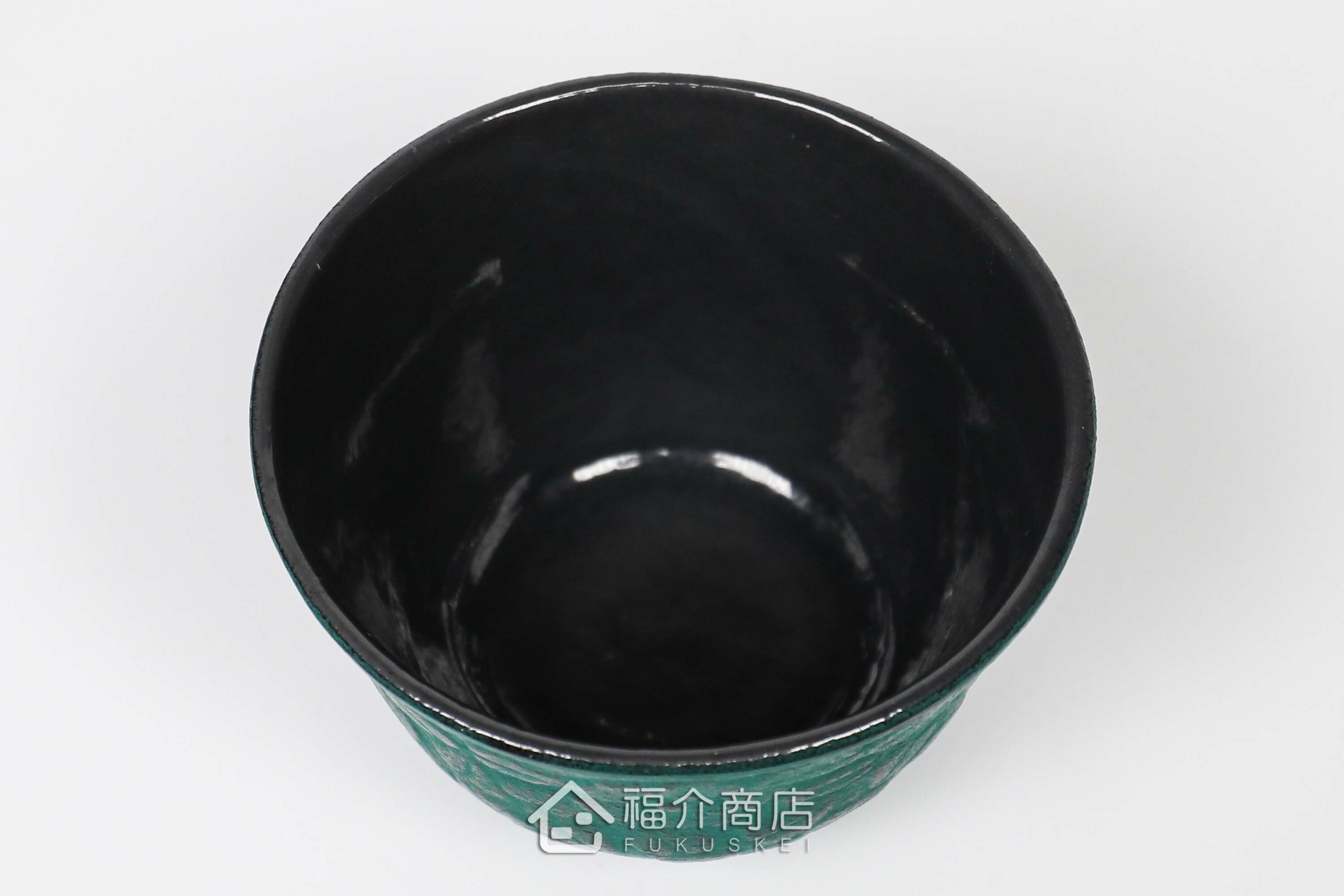 櫻花造型的綠色鑄鐵杯