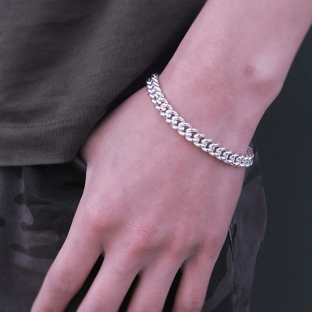 圓線繩索手鍊 寬版(7.5mm寬鍊) 925純銀刻字手鍊