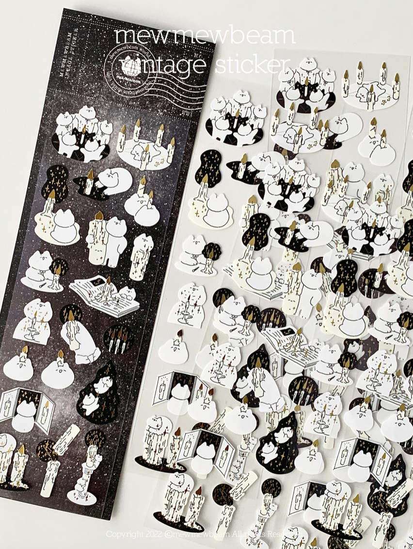 Mewmewbeam |燙金復古貼紙 （蠟燭/翅膀/書本）