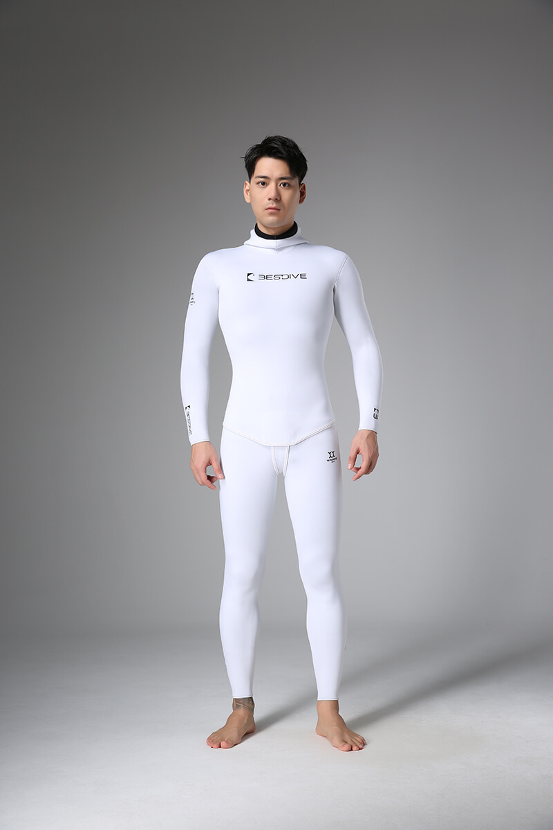 ▲預購 Bestdive 男款 聖托里尼系列 超彈布面自潛防寒衣 全白 2026