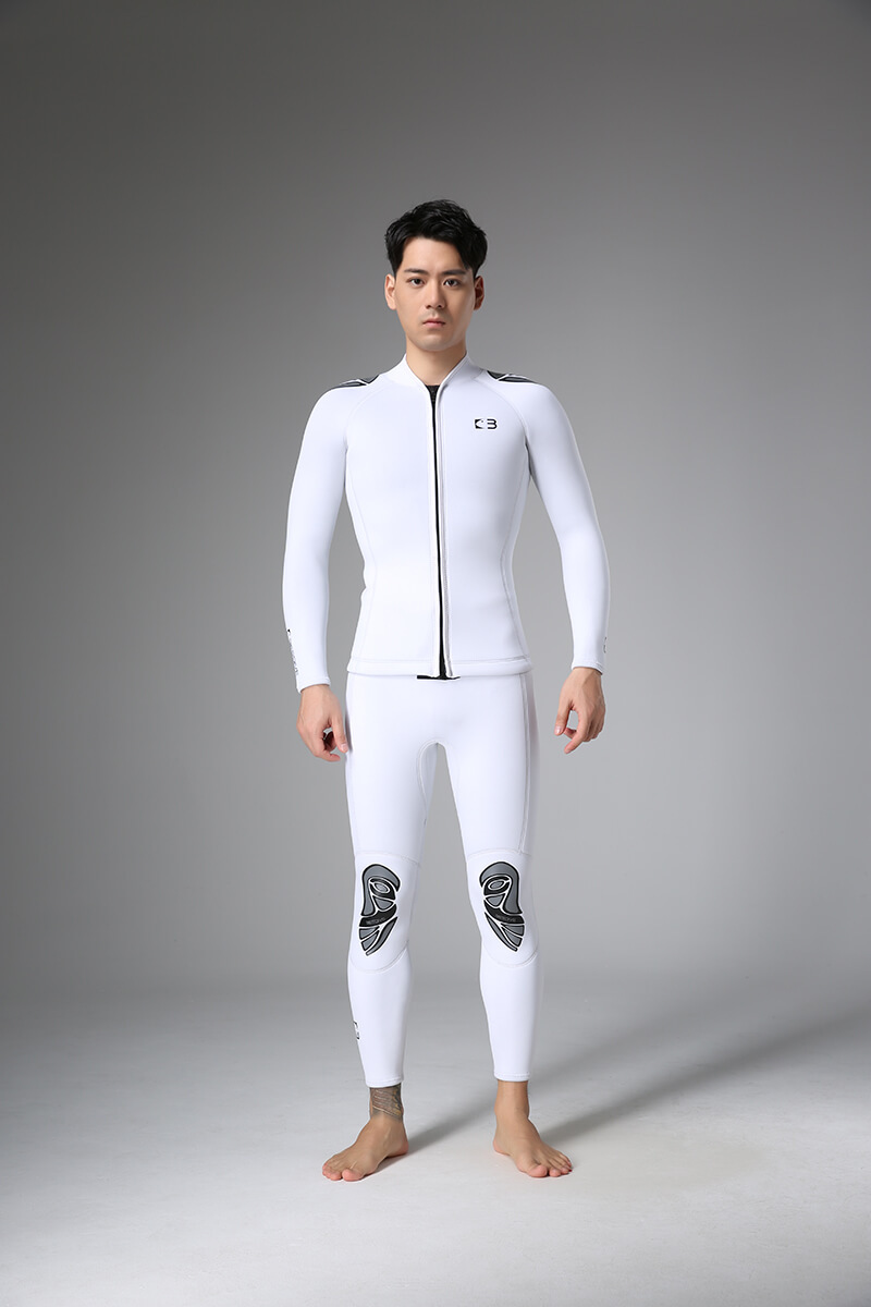 ▲預購-Bestdive 男款 聖托里尼系列 超彈布面水肺兩件式防寒衣 全白 2026
