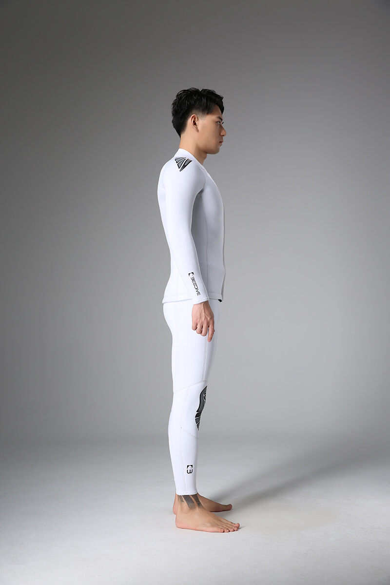 ▲預購-Bestdive 男款 聖托里尼系列 超彈布面水肺兩件式防寒衣 全白 2026