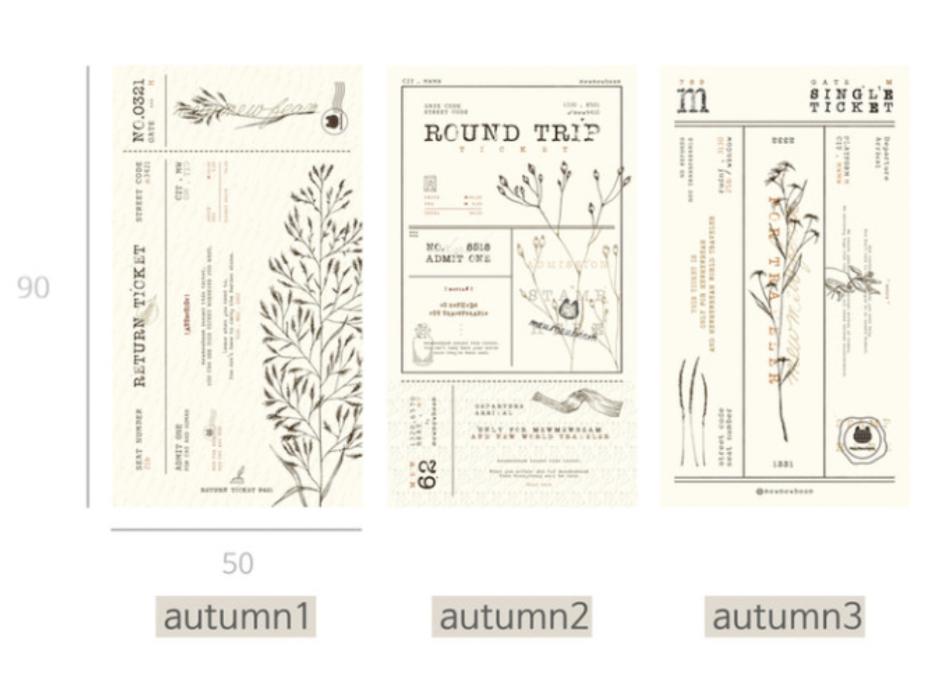 Mewmewbeam |復古票券-秋天 便箋