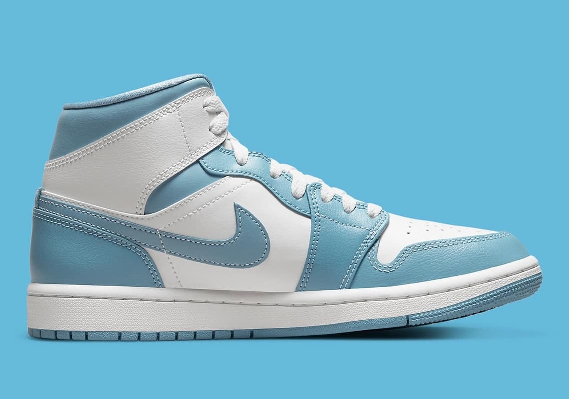 WMNS AIR JORDAN1 MID 白北卡藍UNC UNIVERSITY BLUEAJ1 1代中筒