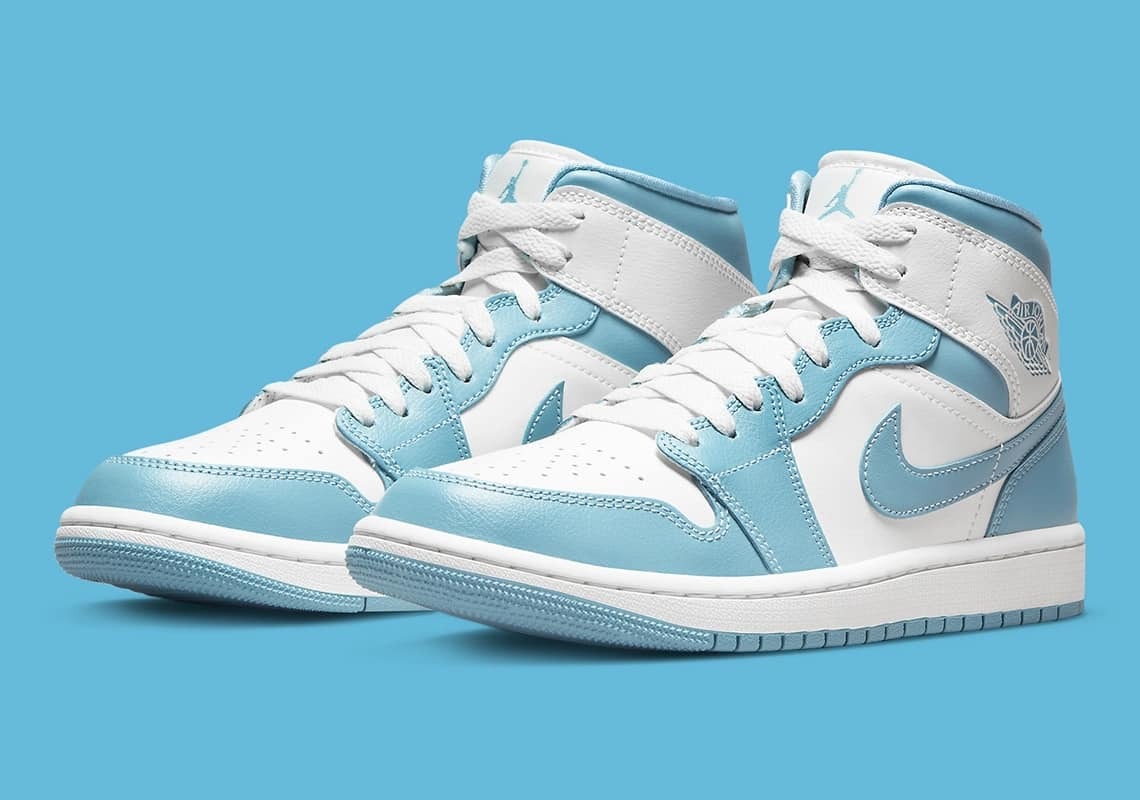 WMNS AIR JORDAN1 MID 白北卡藍UNC UNIVERSITY BLUEAJ1 1代中筒