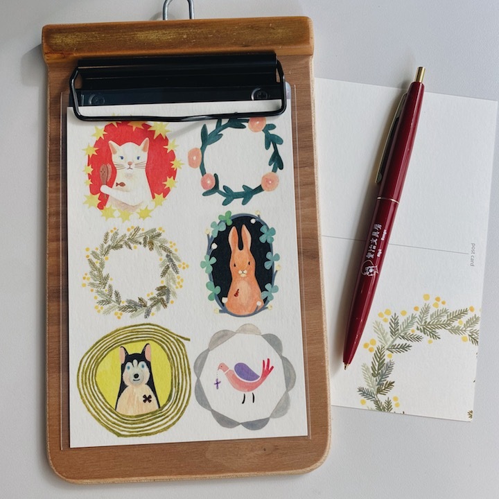 動物花圈 插畫明信片｜日本 4legs