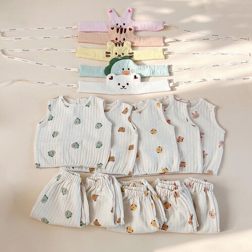 𝐃𝐨𝐭 𝐭𝐨 𝐃𝐨𝐭 圓圓臉純棉印染背心套裝