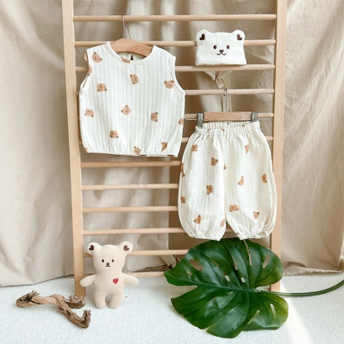 𝐃𝐨𝐭 𝐭𝐨 𝐃𝐨𝐭 圓圓臉純棉印染背心套裝