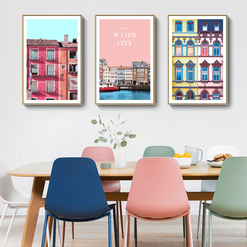 繽紛城市無框掛畫