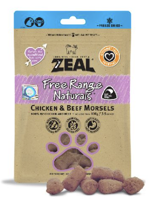 ZEAL貓狗小食 無榖物冷凍脫水雞+牛純肉 100G
