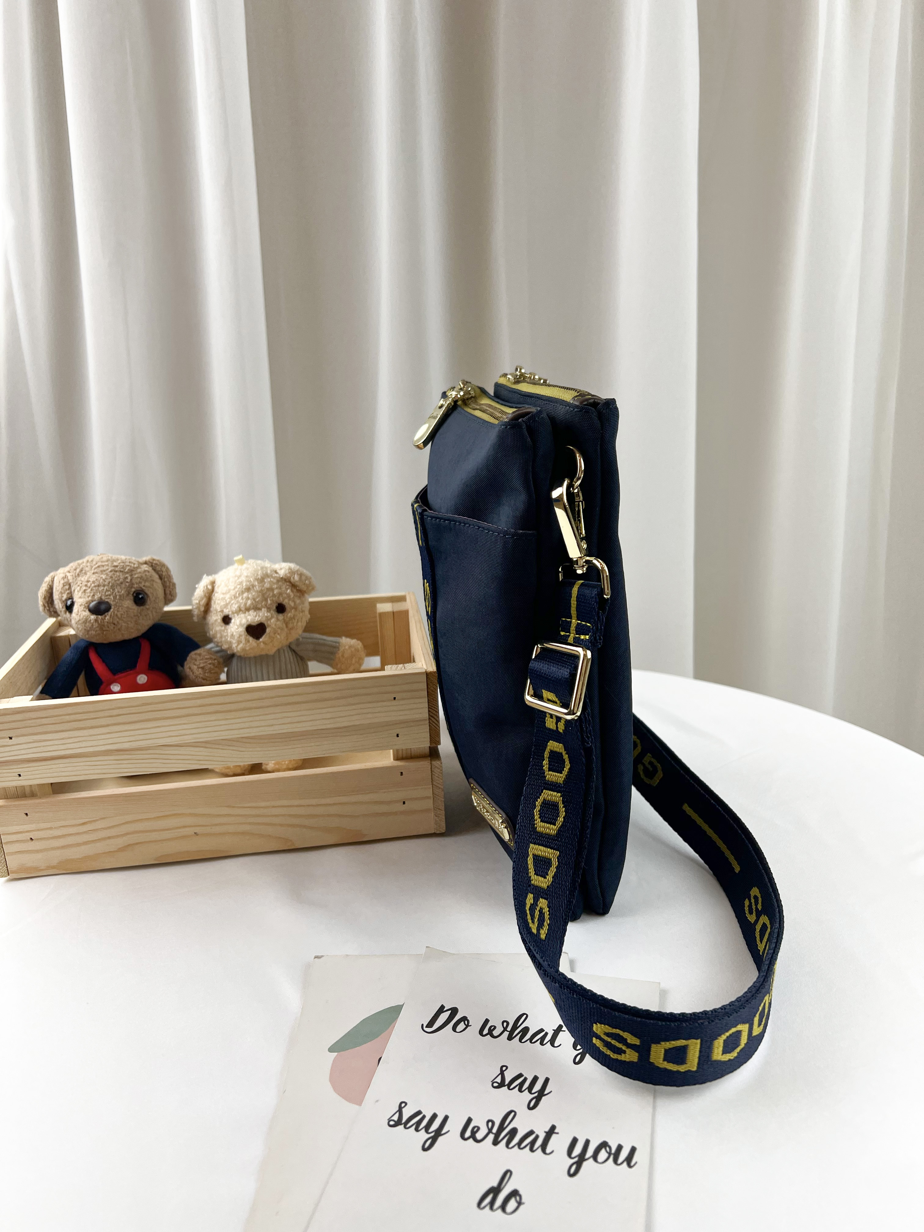 GOODS 織帶黃藍 雙層手機側背包 #2505-1