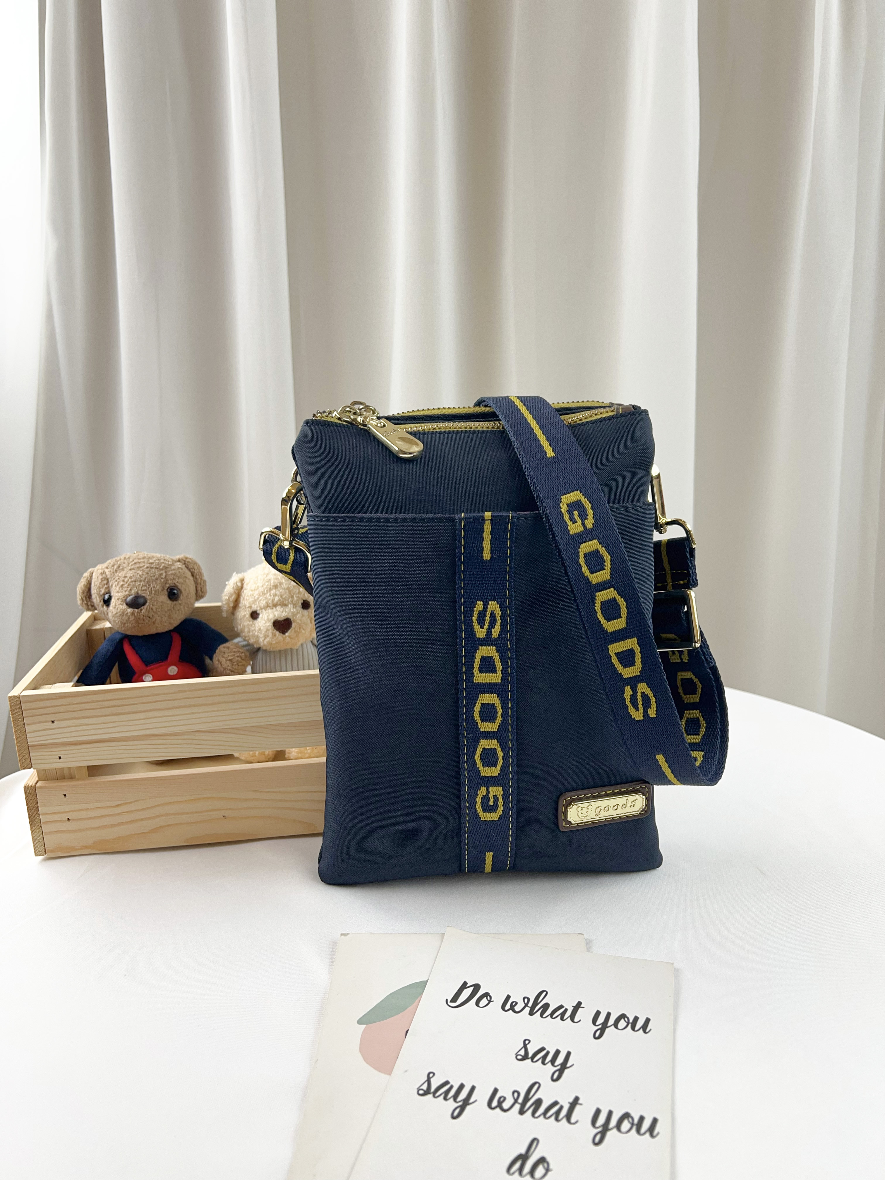 GOODS 織帶黃藍 雙層手機側背包 #2505-1