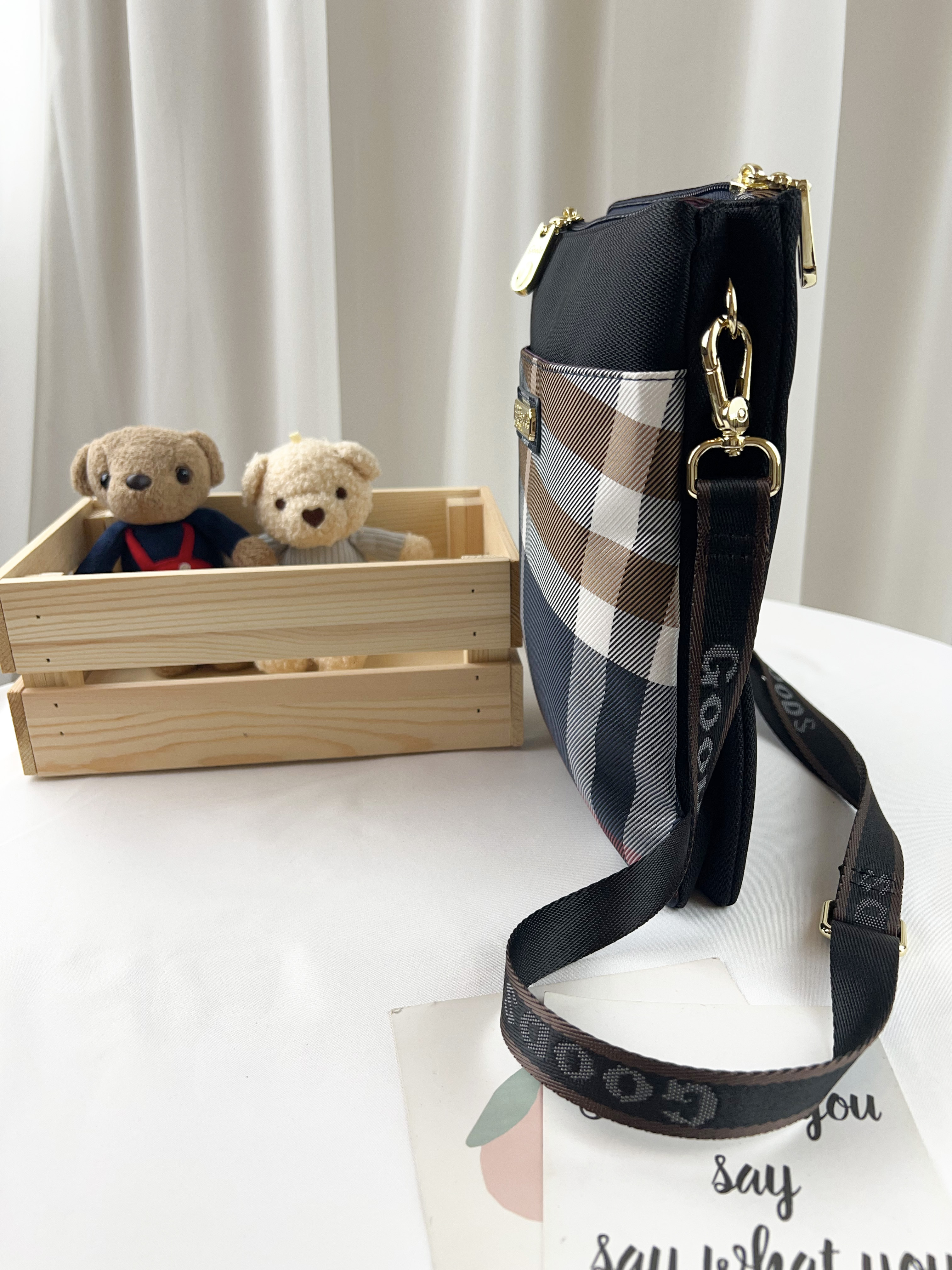 GOODS 大格黑 雙層防潑水手機側背包  #2505-1