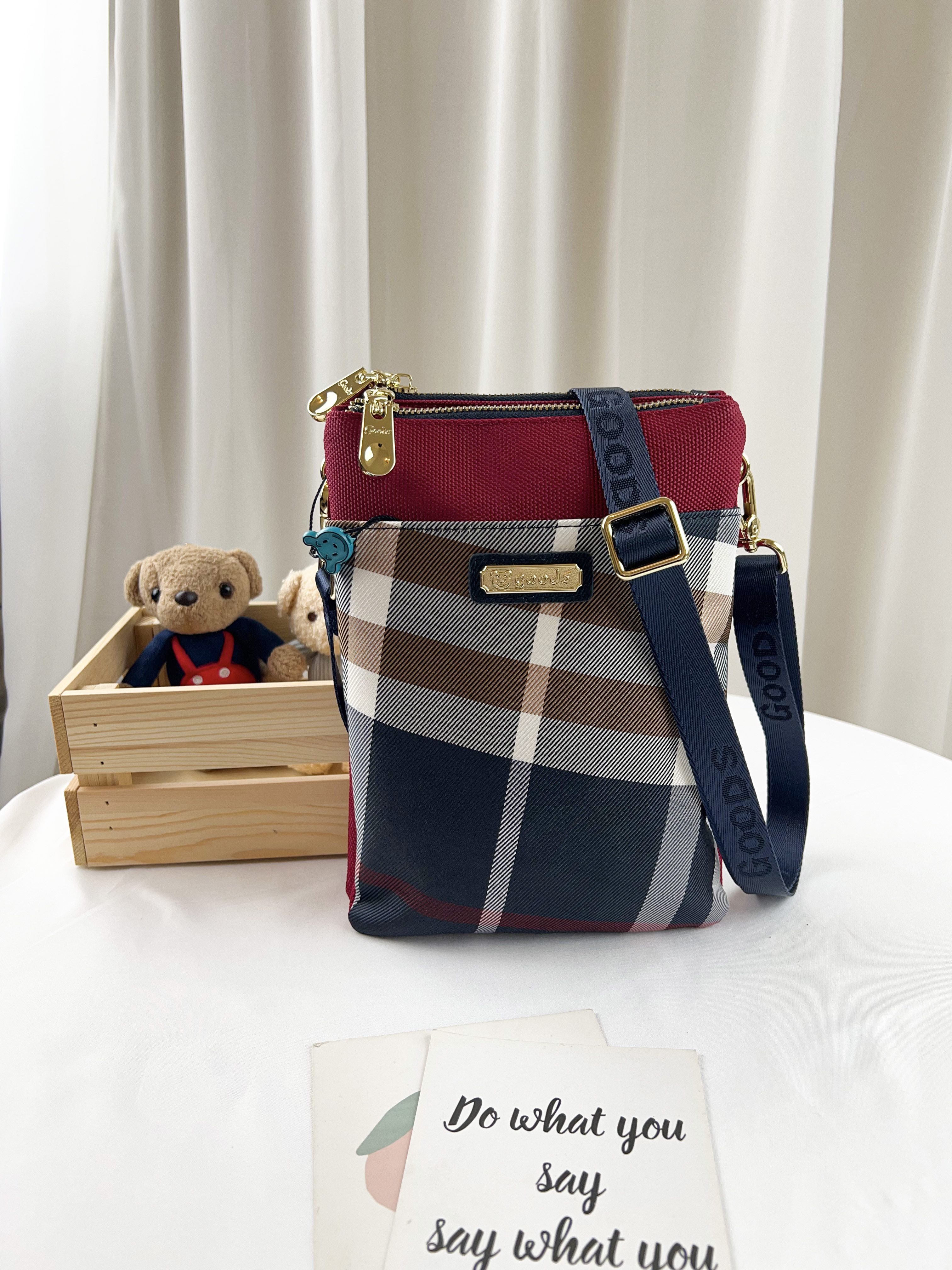 GOODS 大格紅 雙層手機側背包  #2505-1